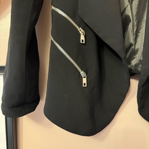Zara Black Zipper Blazer Women Size L - Picture 4 of 11